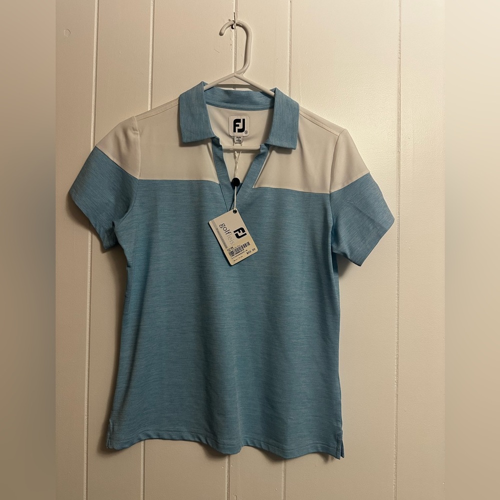 FootJoy Light Blue and White Golf Polo
